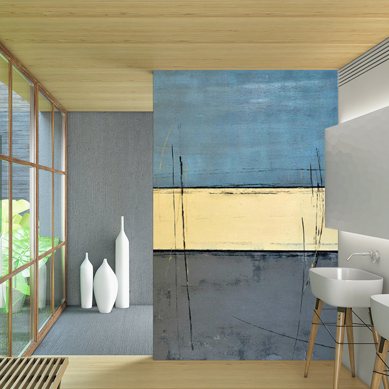 Geometric Color Swatches Murals Minimalist Non-Woven Wall Art in Yellow and Blue