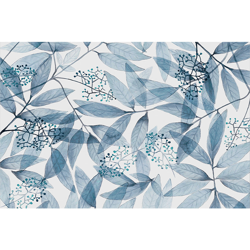 Blue and White Branch Murals for Wall Leaves Modern Water Resistant Home Wall Art