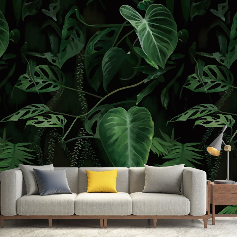 Tropical Elephant Ear Plant Murals Decal Green Leaves Wall Covering for Home Gallery