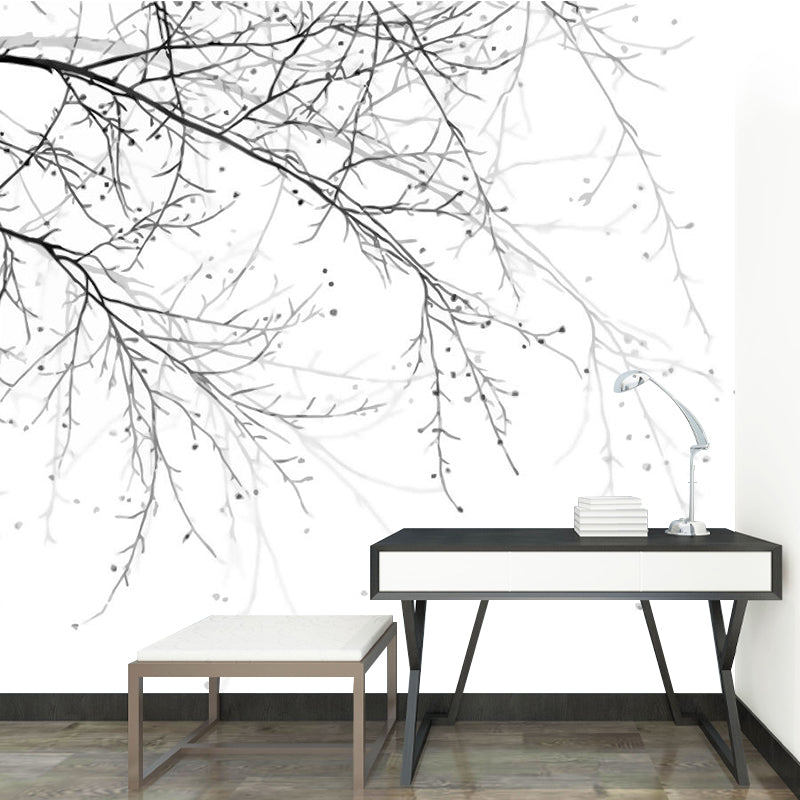 Naked Tree Close-Up Mural Contemporary Water Resistant Bedroom Wall Decor, Custom Size