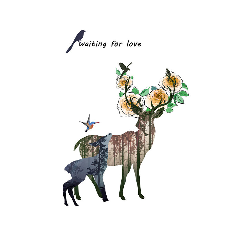 Modern Art Deers Wall Mural Brown Animal Wall Covering for Bedroom, Size Optional