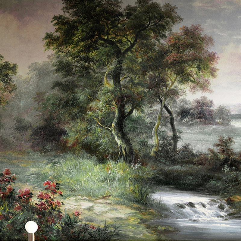 Mural de papel de pared Forest Stream, arte clásico de pared de Color oscuro para el hogar, tamaño personalizado