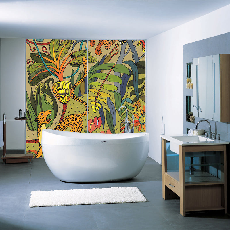 Tropical Cheetah Wall Murals for Decoration, Personalised Size Wall Covering in Brown