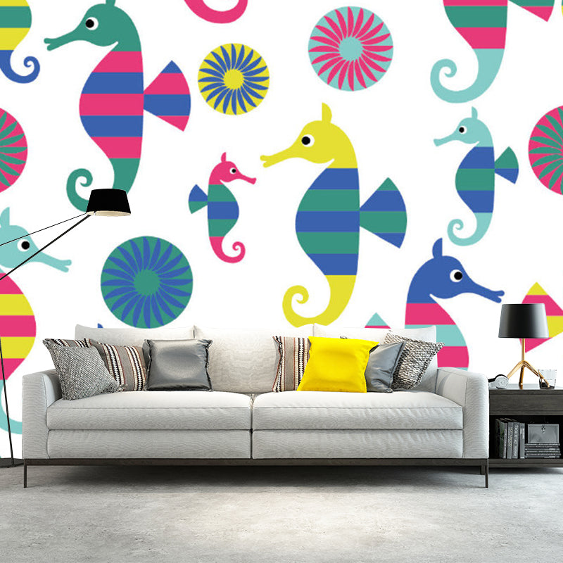 Ippocampo Adesivo murale Decalcomania da parete per bambini in colori tenui per la cameretta dei bambini