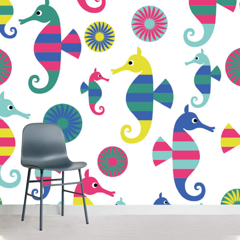 Ippocampo Adesivo murale Decalcomania da parete per bambini in colori tenui per la cameretta dei bambini