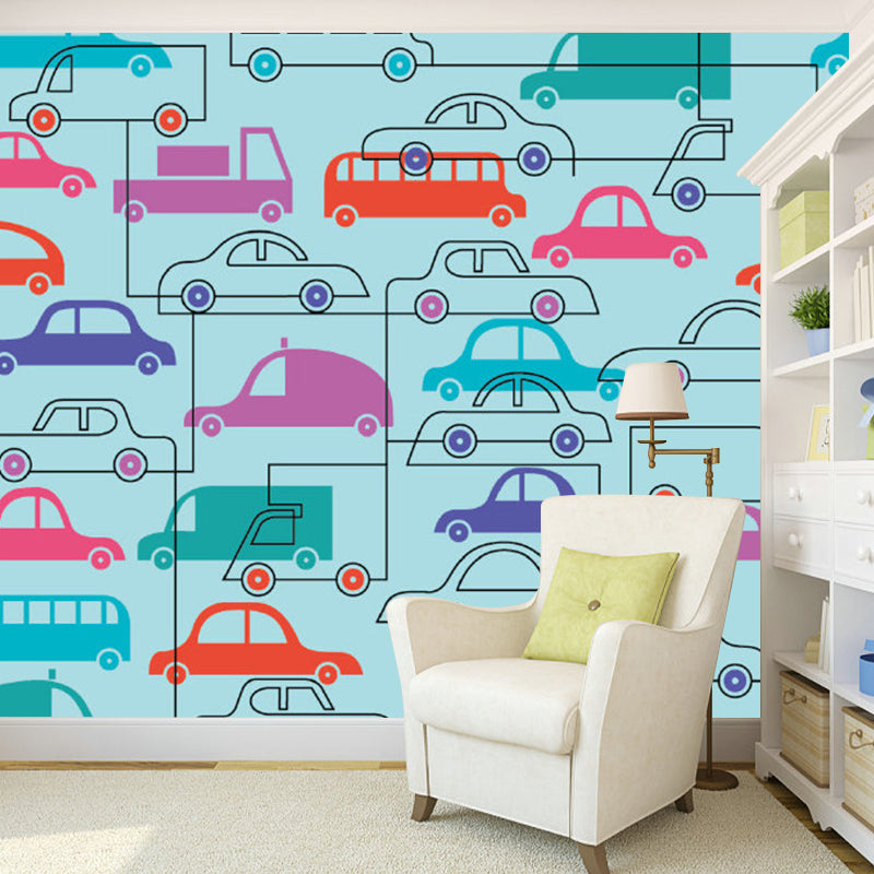 Whole Cars Murals for Wall Children Art Non-Woven Wall Decor for Home, Personalised Size