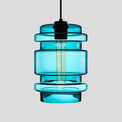 Lampe suspendue cylindrique Verre de simplicité 1 rose clair / jaune / bleu plafond plafond