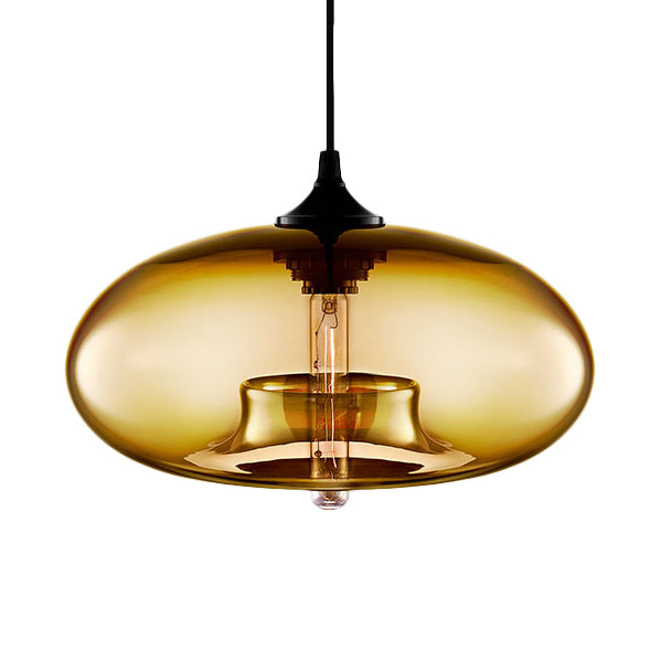1 lampe suspendue légère avec une teinte en verre ovale