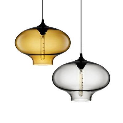 Glass Oval Hanging Lamp Simplicity 1 Light Red/Brown/Blue Hanging Ceiling Light