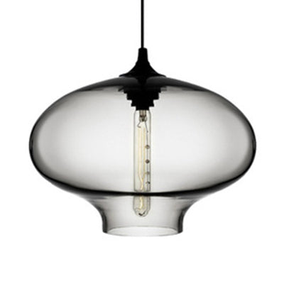 Glass Oval Hanging Lamp Simplicity 1 Light Red/Brown/Blue Hanging Ceiling Light