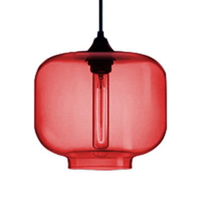 Cylindre pending lampe contemporain 1 clair rouge / brun / bleu plafonnier plafond