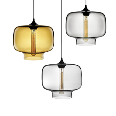 Cylindre pending lampe contemporain 1 clair rouge / brun / bleu plafonnier plafond