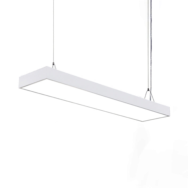 23,5 "/35,5"/47 "Lange LED Hängende Beleuchtung mit schlanker rechteckiger linearer Metallschatten Minimaler Silber/Weiß -Weiß -Deckenlampe, 5"/8 "/12" breit