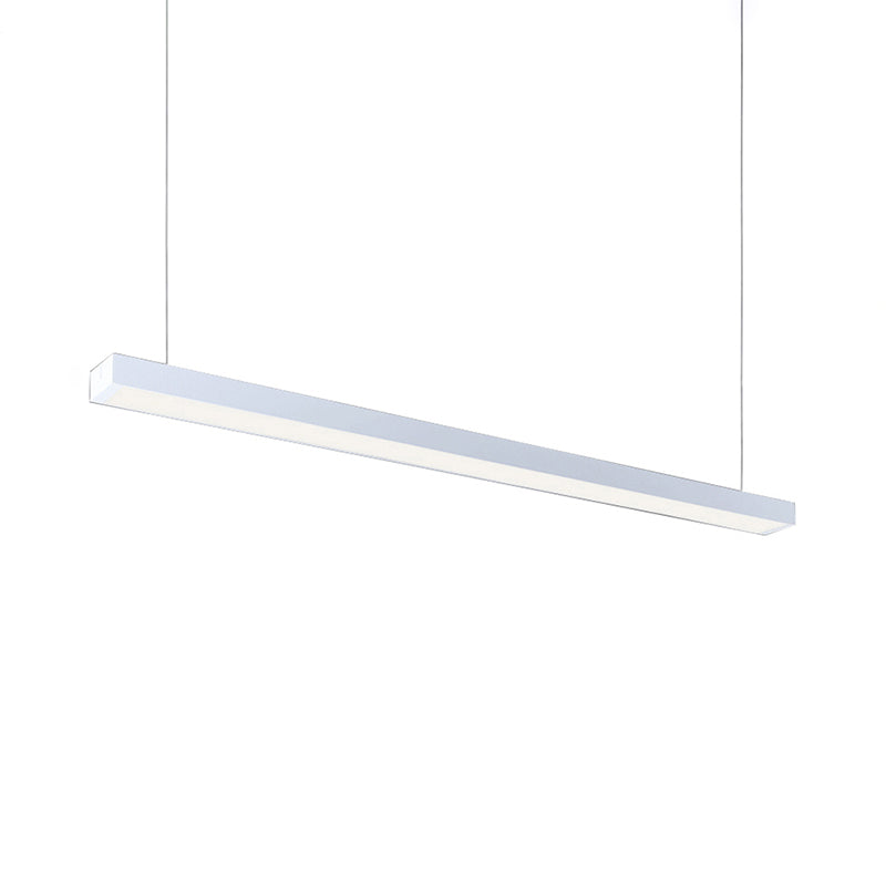 23,5 "/35,5"/47 "Lange LED Hängende Beleuchtung mit schlanker rechteckiger linearer Metallschatten Minimaler Silber/Weiß -Weiß -Deckenlampe, 5"/8 "/12" breit