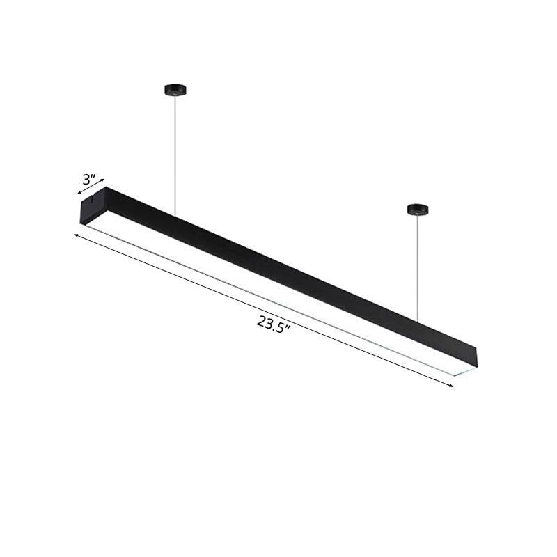 23,5 "/35,5"/47 "Lange LED Hängende Beleuchtung mit schlanker rechteckiger linearer Metallschatten Minimaler Silber/Weiß -Weiß -Deckenlampe, 5"/8 "/12" breit