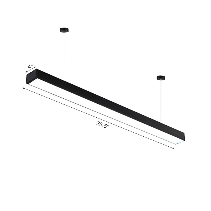23,5 "/35,5"/47 "Lange LED Hängende Beleuchtung mit schlanker rechteckiger linearer Metallschatten Minimaler Silber/Weiß -Weiß -Deckenlampe, 5"/8 "/12" breit