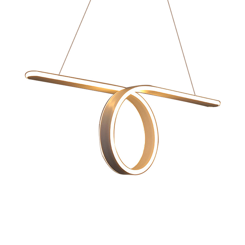 1/2-Ring Acrylic Ceiling Pendant Light Simple LED White Hanging Lamp over Table for Dining Room