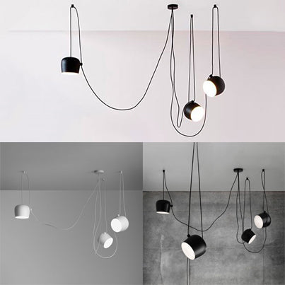 Metal Swag Pendant Light Kit Modern 3/4 Heads Hanging Pendant Light in Black/White with Adjustable Cord