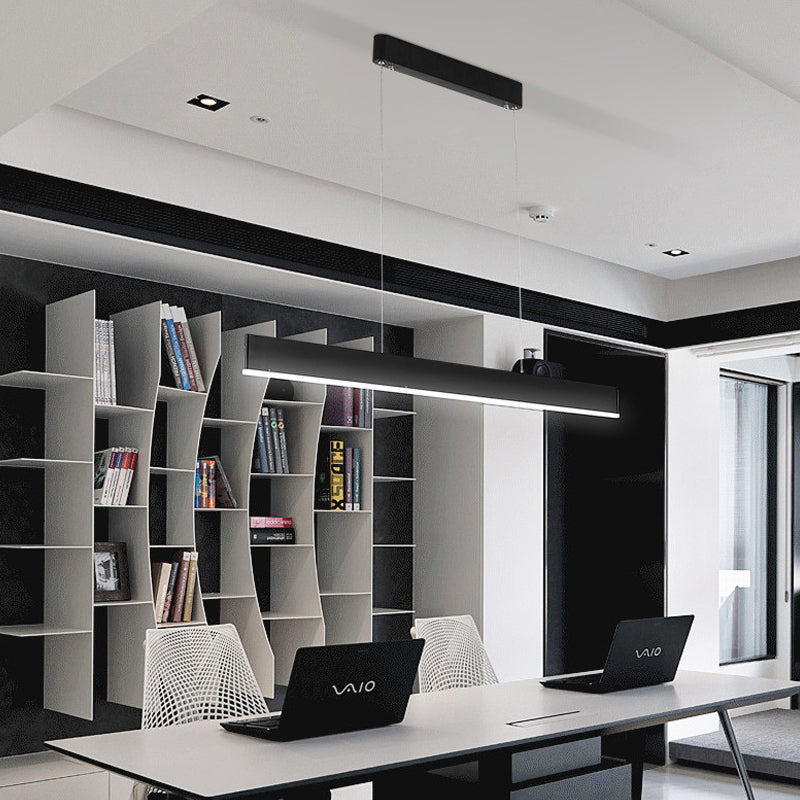 36"/47" Wide Blade Pendant Light Fixture Modern Black LED Hanging Ceiling Light for Dining Room in Warm/White