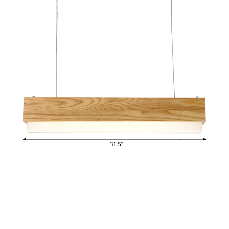 Comedor lineal Luz de madera colgante de madera de 1 luces Luz de techo colgante moderno con difusor