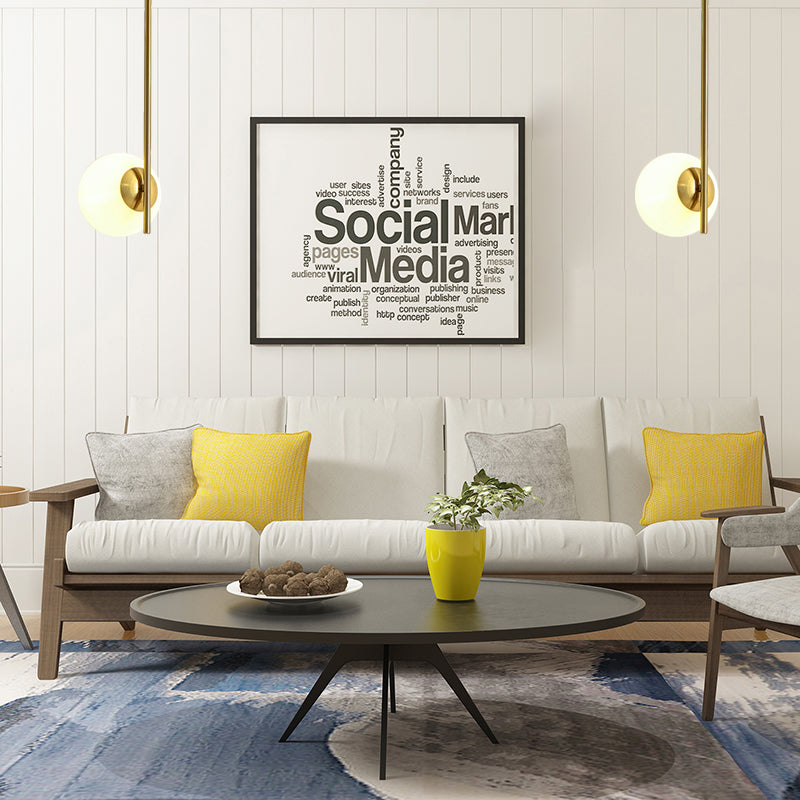 Globe White Glass Pendant Lighting Post-Modernist 1 Light Gold Ceiling Hung Fixture