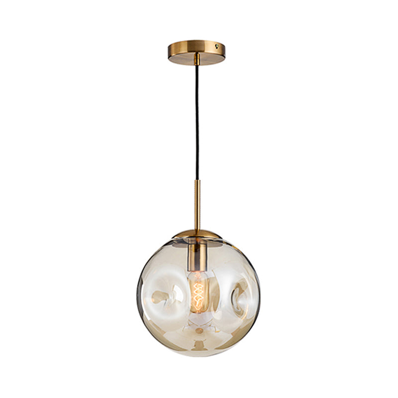 Pendre de style moderne 1 Bulbe Lumière avec une teinte en verre concave Silver / Red Global Hanging Lightture pour le restaurant