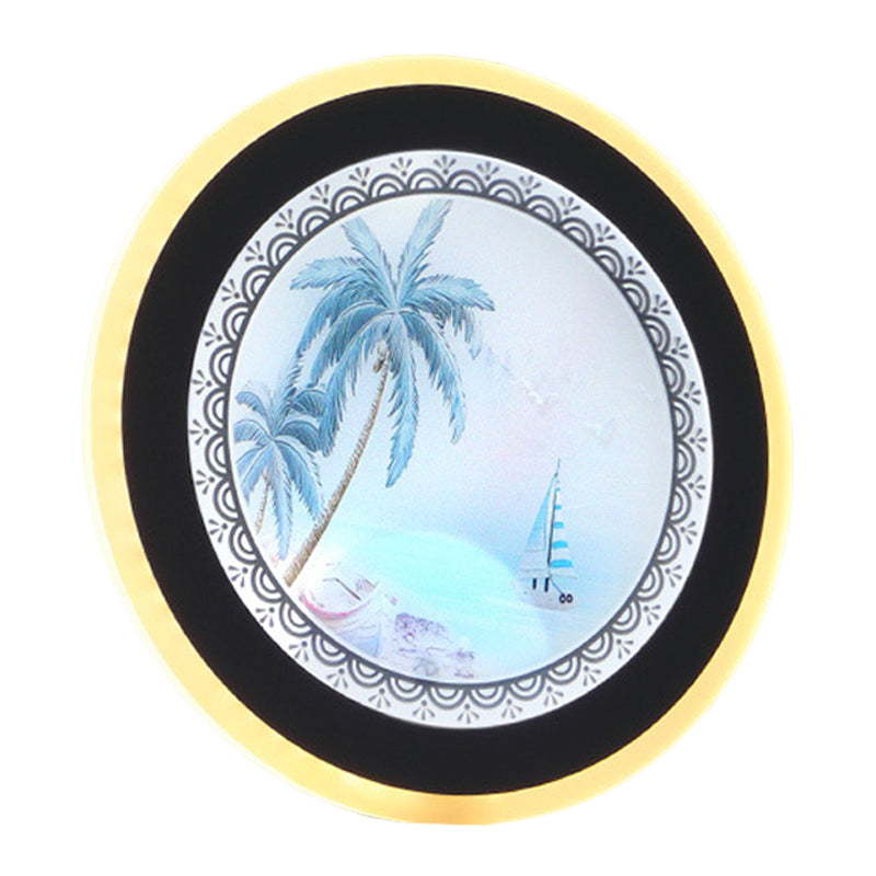 Acrylique Tree ronde Murdage Éclairage Nordique LED Murale LED Lampe en jaune / bleu pour le salon