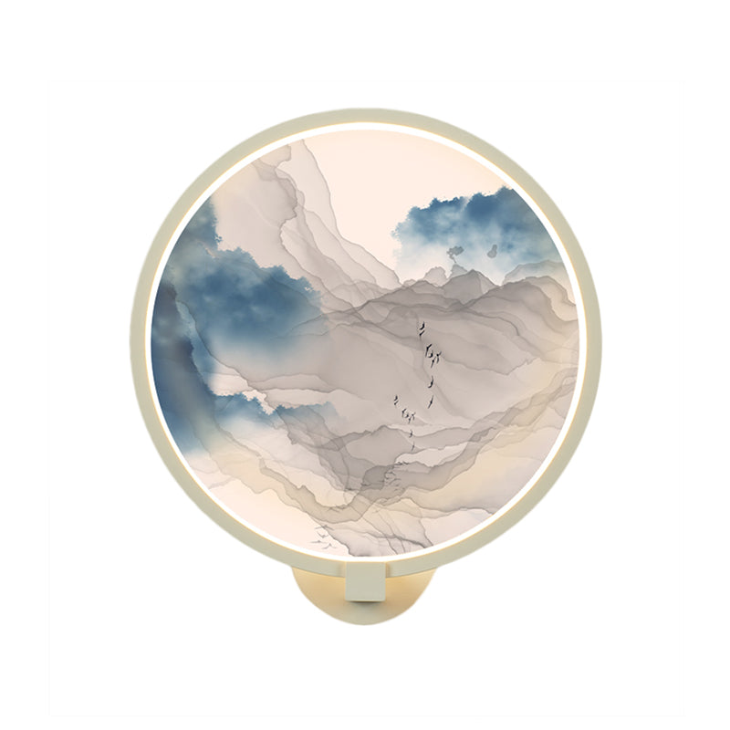 Rounded Acrylic Mountain Wall Lighting Chinese LED White Wall Mural Lamp for Living Room