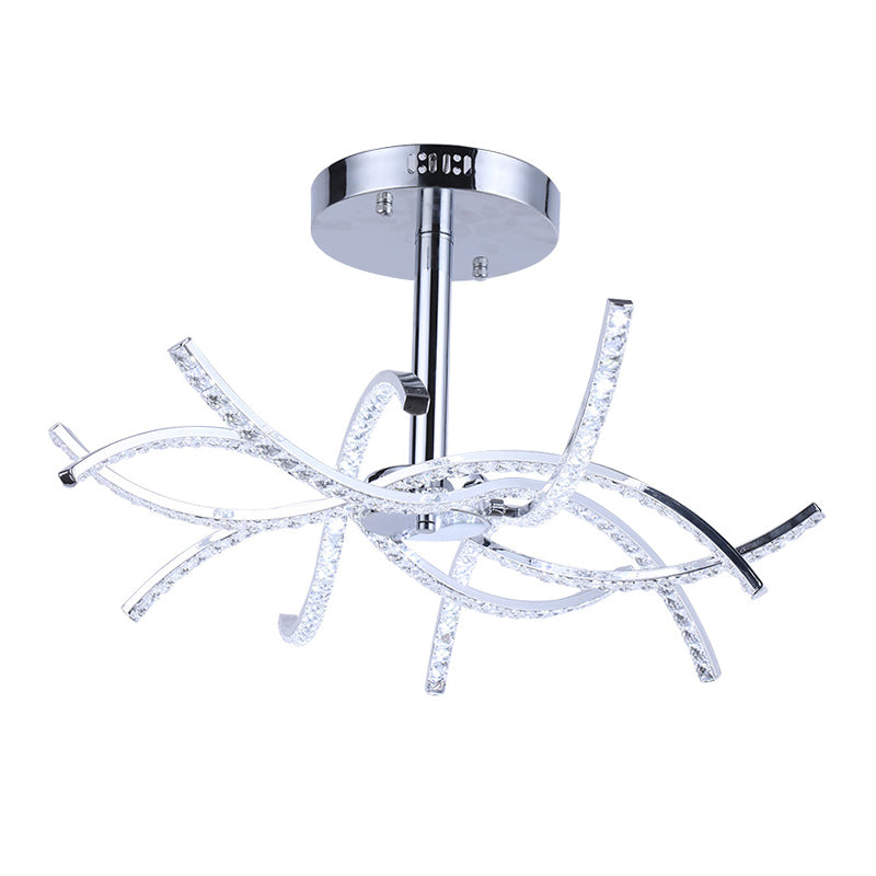 Zwischencross -Streifen Kristall Kronleuchter zeitgenössisches Schlafzimmer LED -Pendellicht in Chrom