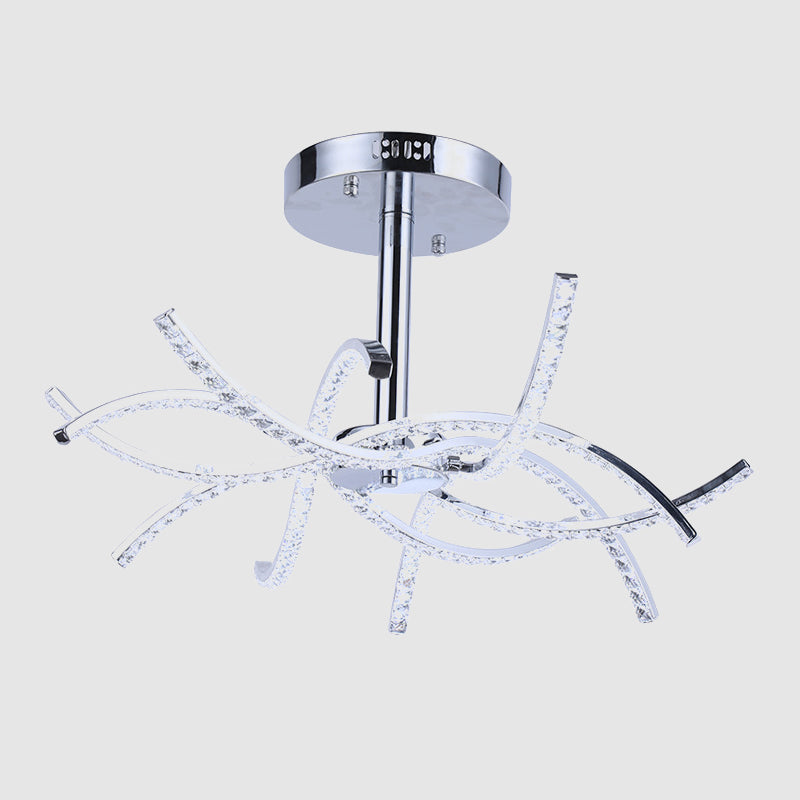 Zwischencross -Streifen Kristall Kronleuchter zeitgenössisches Schlafzimmer LED -Pendellicht in Chrom