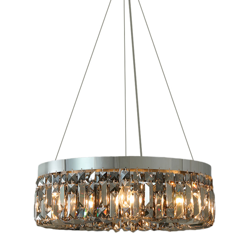 K9 Crystal Prism Smoke Grey Drop lampada round 6 teste Lampada del lampadario in stile moderno