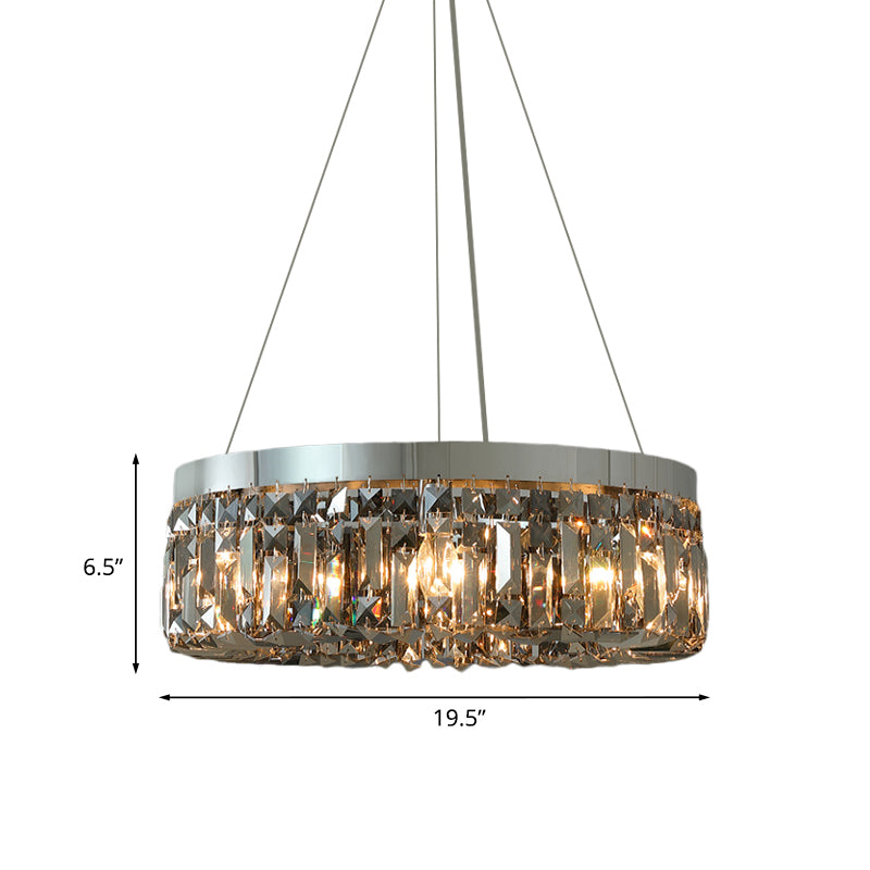 K9 Crystal Prism Smoke Grey Drop lampada round 6 teste Lampada del lampadario in stile moderno