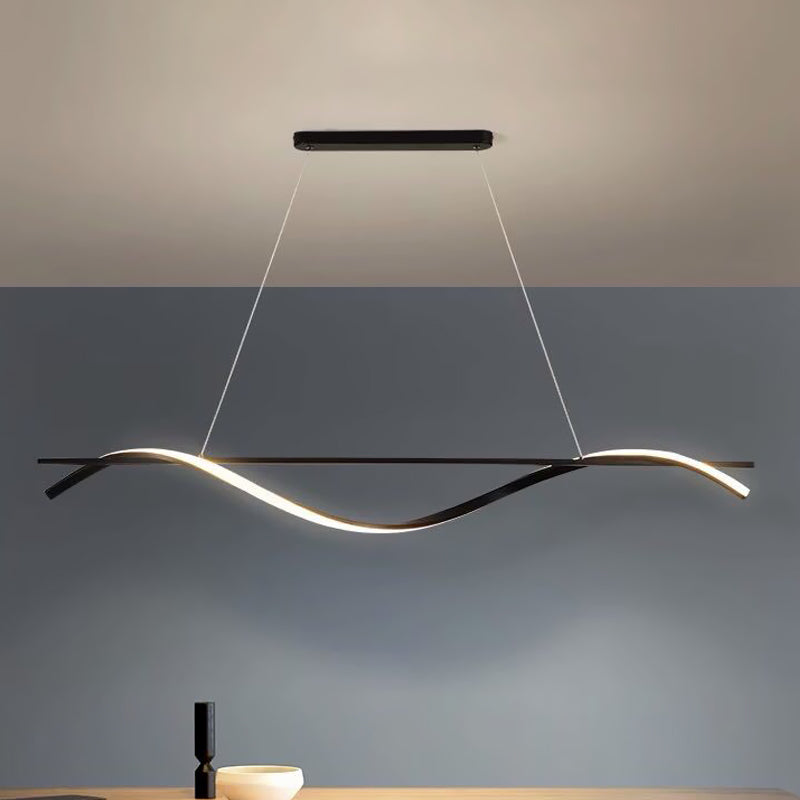 Luce a sospensione dell'isola vorticosa acrilica semplice 39 "/47" W LED Black Black Appeding Benil lampada in luce bianca/calda