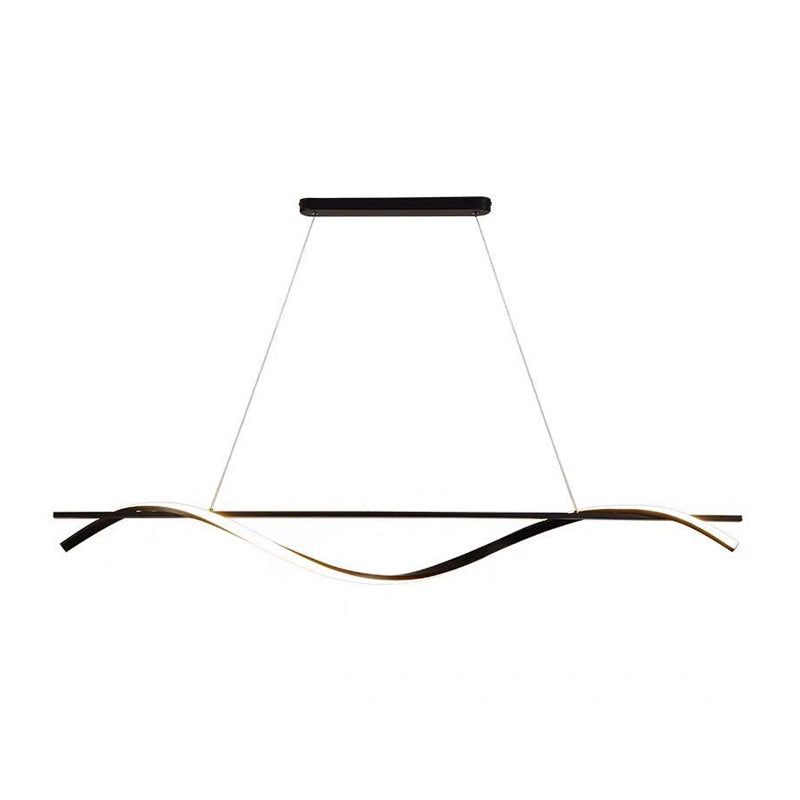 Luce a sospensione dell'isola vorticosa acrilica semplice 39 "/47" W LED Black Black Appeding Benil lampada in luce bianca/calda