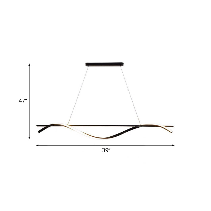 Luce a sospensione dell'isola vorticosa acrilica semplice 39 "/47" W LED Black Black Appeding Benil lampada in luce bianca/calda