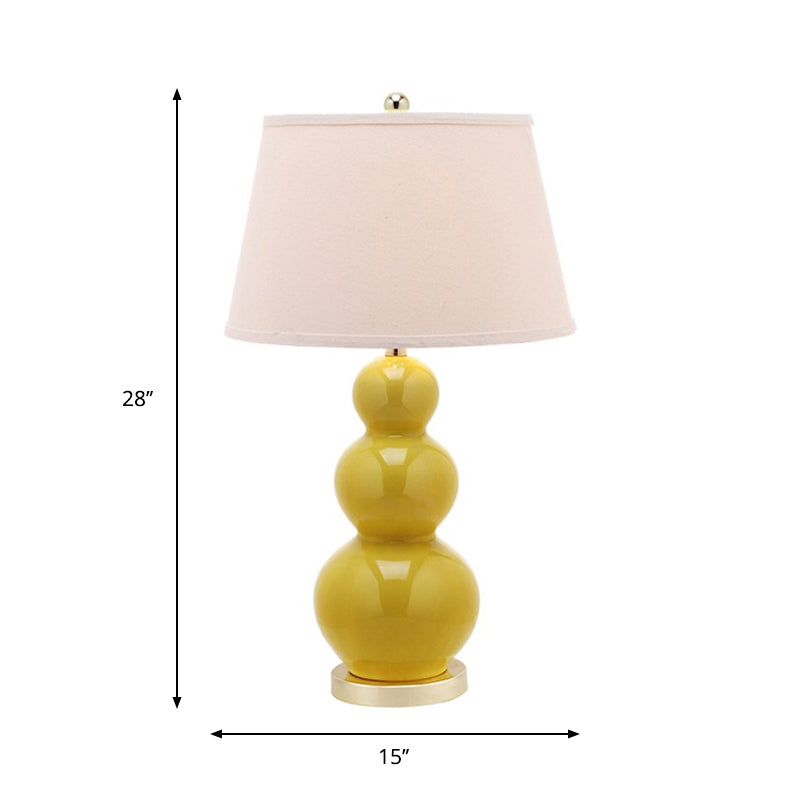 Lampada da tavolo in tessuto a forma conica in stile tradizionale con 1 lampadina in giallo per soggiorno