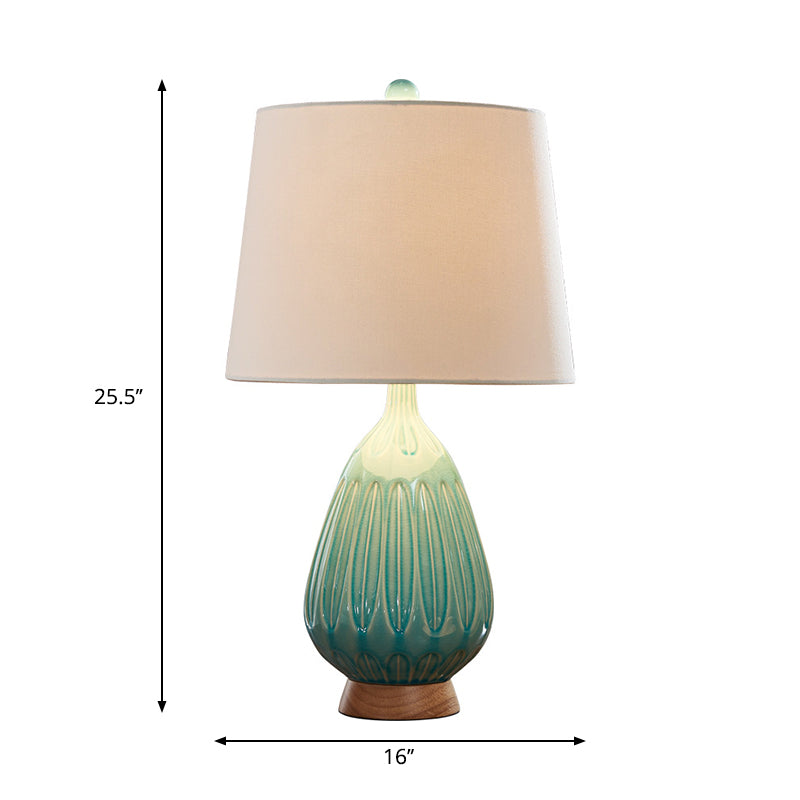 Regendruppelachtige porselein nachtkastje lamp retro 1 lamp nachtkastje licht licht in groen met vat stof schaduw