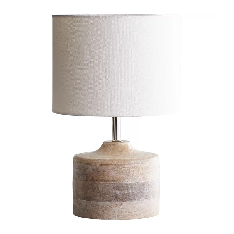 White Drum Shade Nightstand Lamp Retro Style Fabric 1-Bulb Bedside Reading Book Light