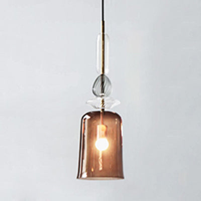 Pink/Blue/Amber Globe/Cylindrical/Dome Suspension Pendant Modernist 1 Light Smooth/Water Glass Hanging Ceiling Light