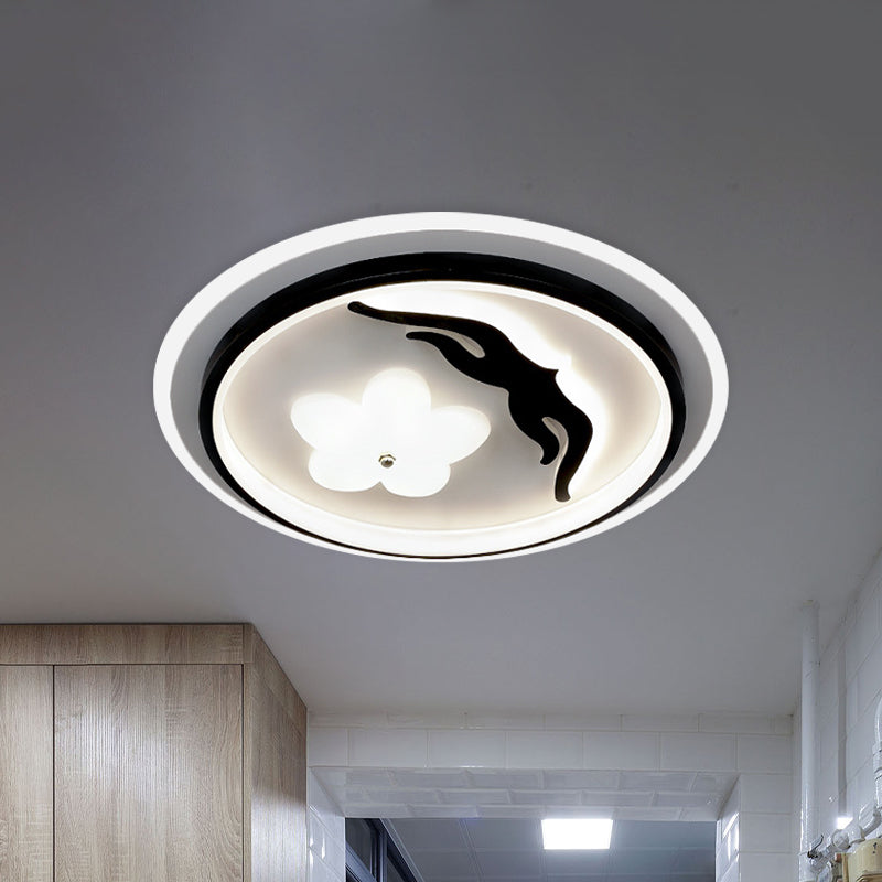 Lampada da incasso a cerchio contemporanea in acrilico con illuminazione a LED per camera da letto con design floreale in nero (la personalizzazione durerà 15 giorni)