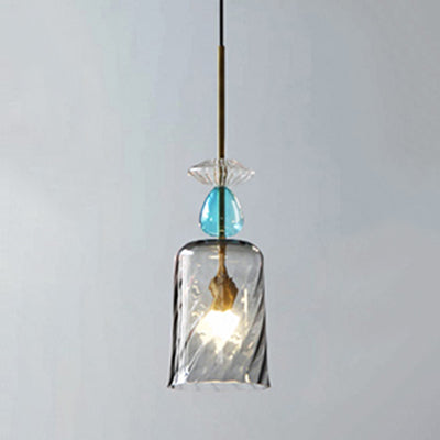 Pink/Blue/Amber Globe/Cylindrical/Dome Suspension Pendant Modernist 1 Light Smooth/Water Glass Hanging Ceiling Light