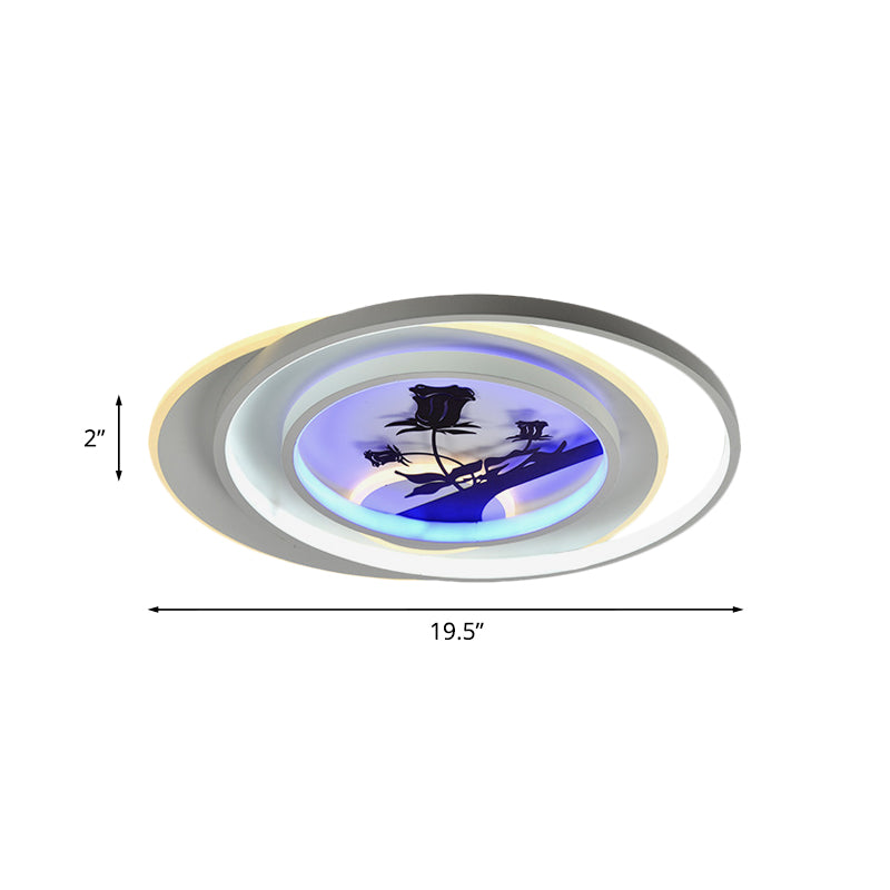 Luminaire encastré en forme de cerceau blanc, lampe LED moderne en acrylique avec motif fleur/cerf/plume
