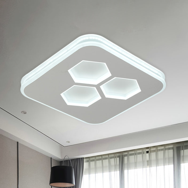 Quadrato Soffitto Montato Light Moderno Acrilico LED Bianco Lampada Fissaggio con Hexagon Design