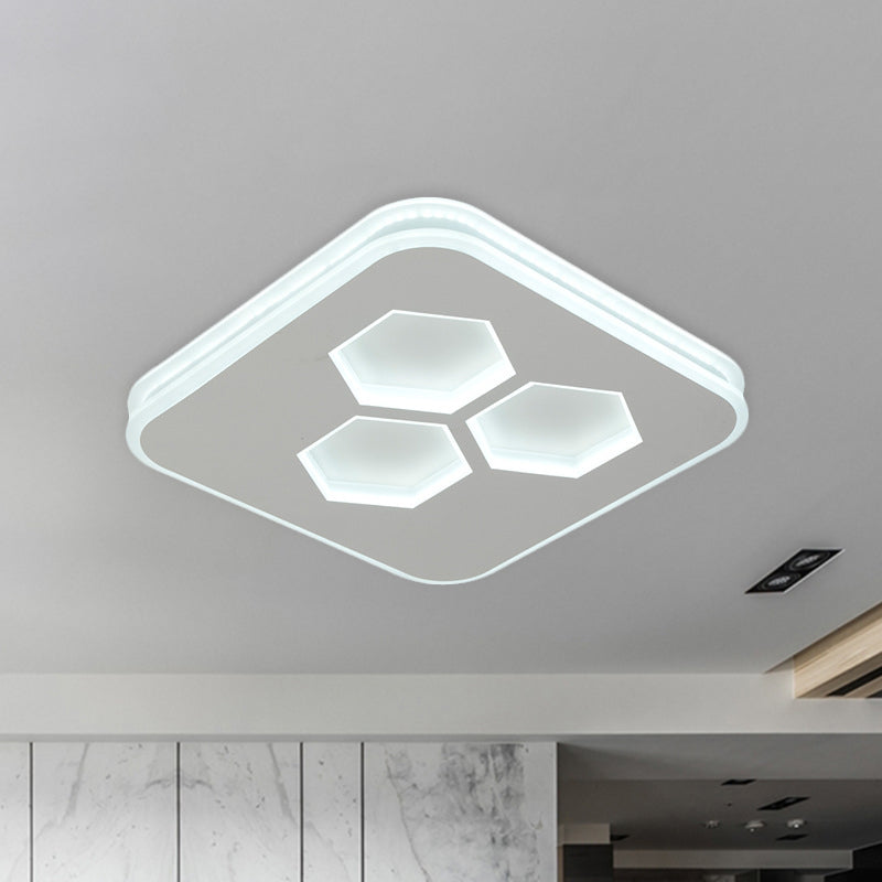 Quadrato Soffitto Montato Light Moderno Acrilico LED Bianco Lampada Fissaggio con Hexagon Design