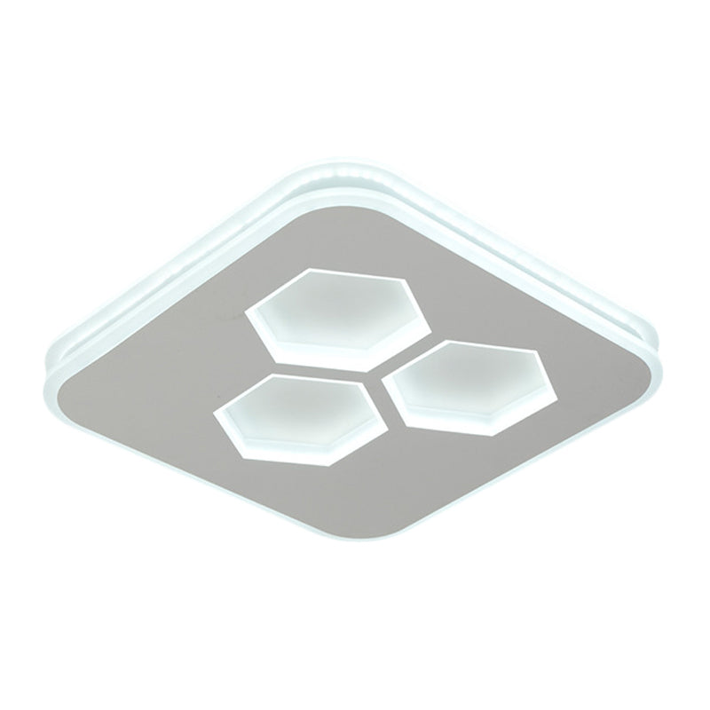 Quadrato Soffitto Montato Light Moderno Acrilico LED Bianco Lampada Fissaggio con Hexagon Design
