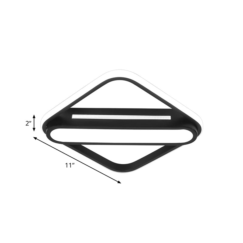 Rhombus-Rahmen-Flur-Unterputzleuchte, einfache Acryl-LED-Einbauleuchte in Schwarz, Weiß/Warmes Licht (Die Anpassung dauert 15 Tage)