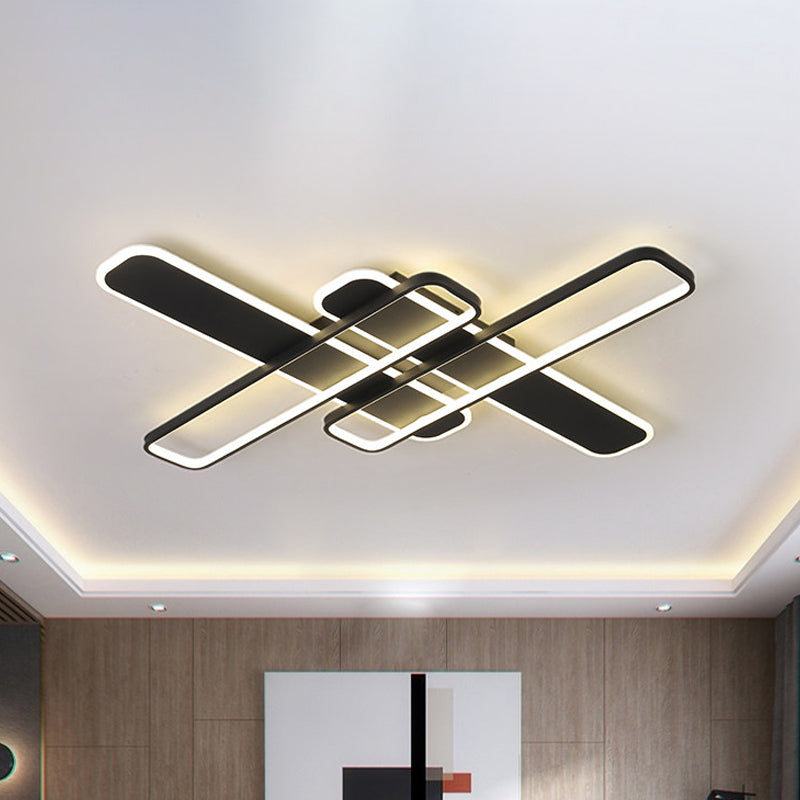 35.5 "/43" W Crossing Rechteck Flushmount Minimal Acryl Wohnzimmer LED Flush Light-Leuchte in Weiß/Schwarz/Gold
