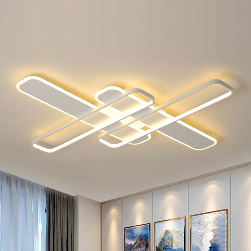 35.5 "/43" W Crossing Rechteck Flushmount Minimal Acryl Wohnzimmer LED Flush Light-Leuchte in Weiß/Schwarz/Gold