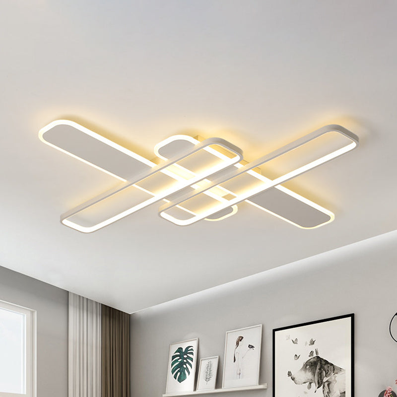35.5 "/43" W Crossing Rechteck Flushmount Minimal Acryl Wohnzimmer LED Flush Light-Leuchte in Weiß/Schwarz/Gold