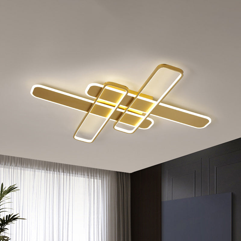 35.5 "/43" W Crossing Rechteck Flushmount Minimal Acryl Wohnzimmer LED Flush Light-Leuchte in Weiß/Schwarz/Gold